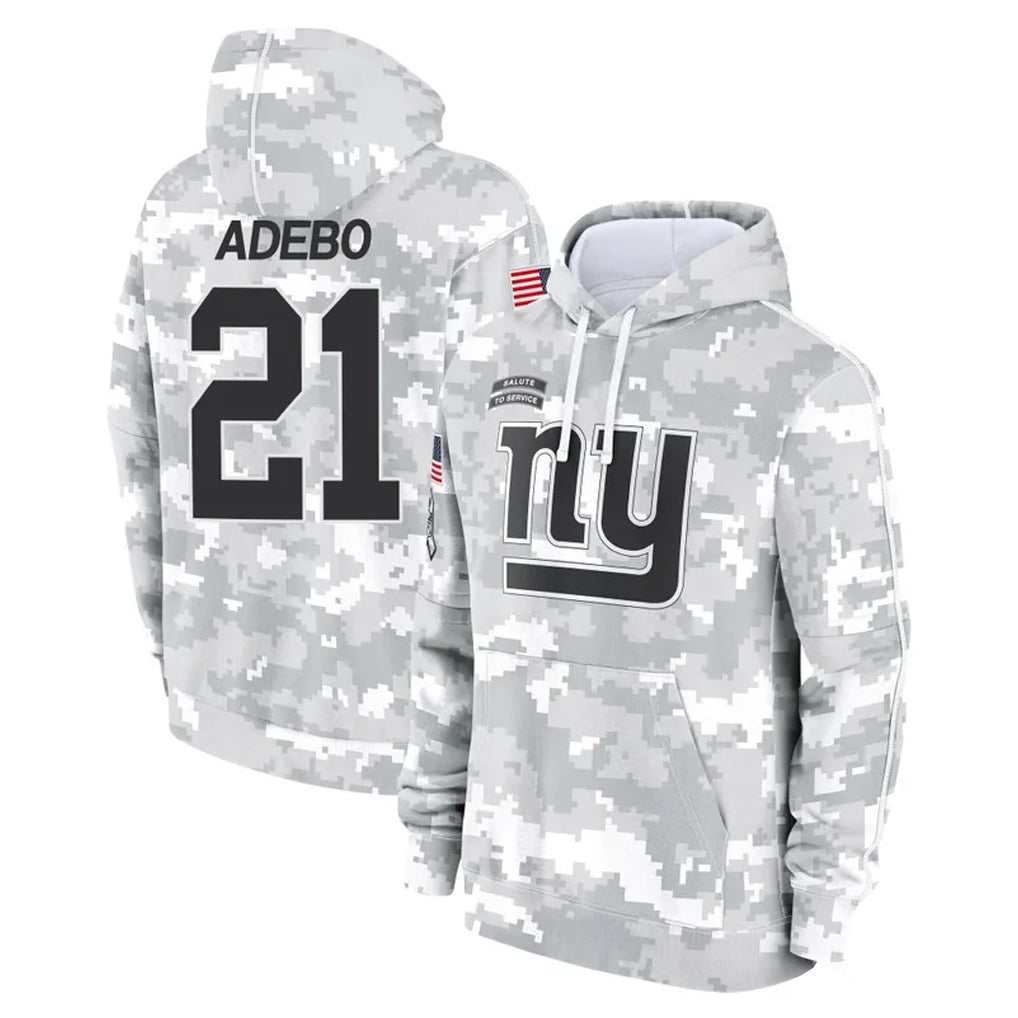 NY.Giants #21 Paulson Adebo Player Arctic Camo Salute to Service Pullover Hoodies Limited Game Edoa Stitched Jerseys