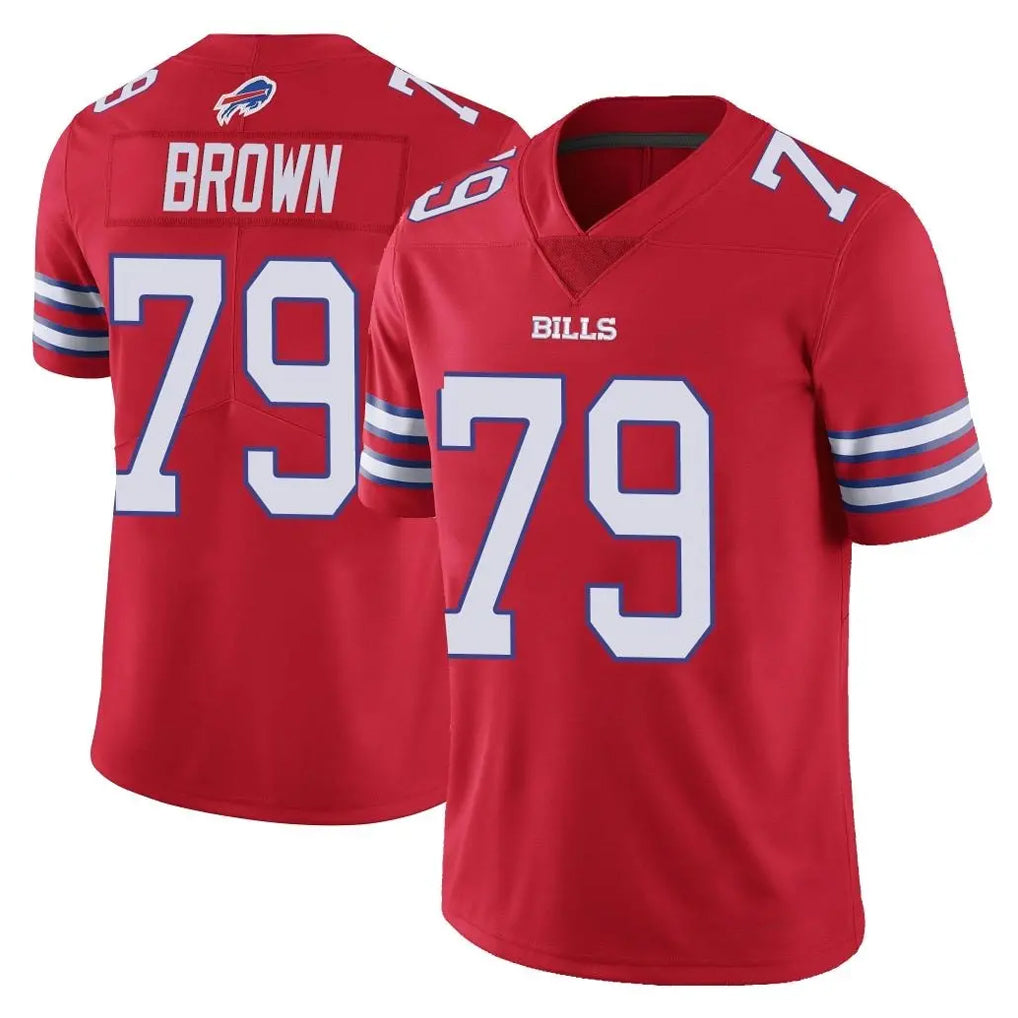 B.Bills #79 Spencer Brown Player Red Vapor Untouchable Limited Edoa Stitched Jerseys