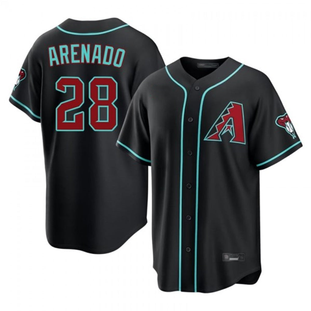 A.Diamondbacks #28 Nolan Arenado Player Black Fashion Home Game Edoa Stitched Jerseys