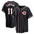 C.Reds #11 Barry Larkin Player Black Fashion Out Home Game Edoa Stitched Jerseys