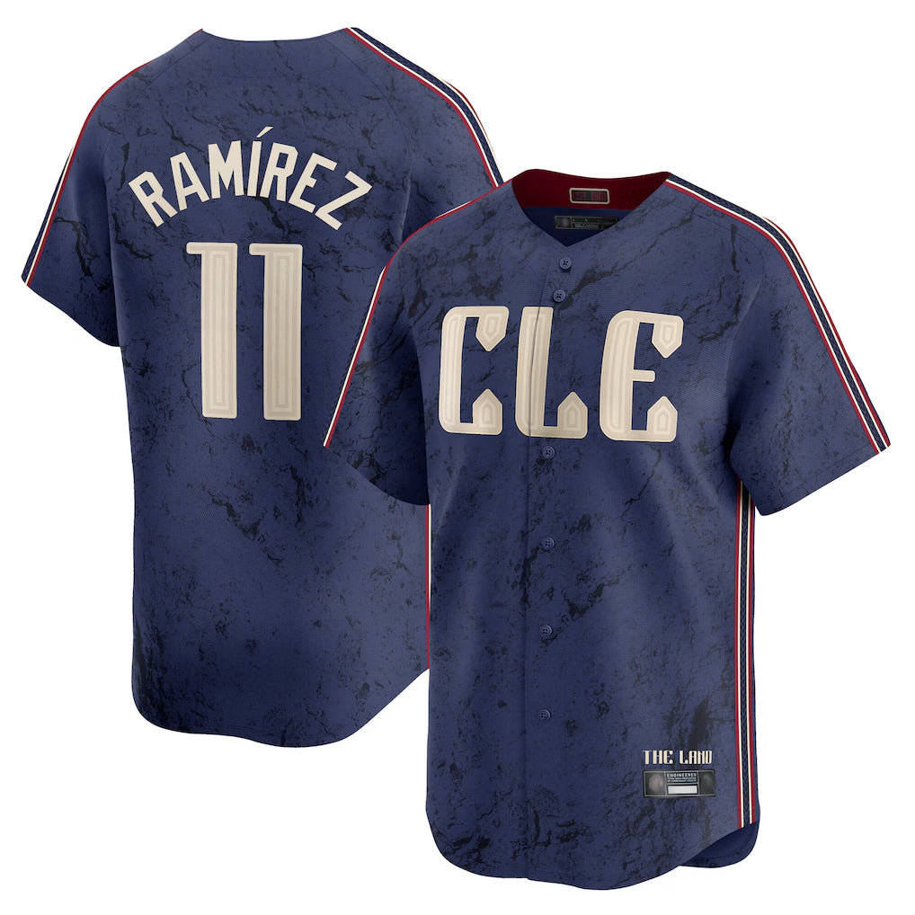 C.Guardians #11 Jose Ramirez Player Navy City Connect Limited Home Edoa Stitched Jerseys