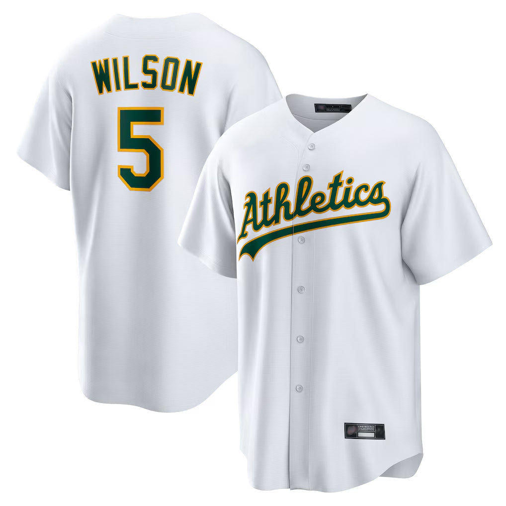 Athletics #5 Jacob Wilson Player White Home Game Edoa Stitched Jerseys