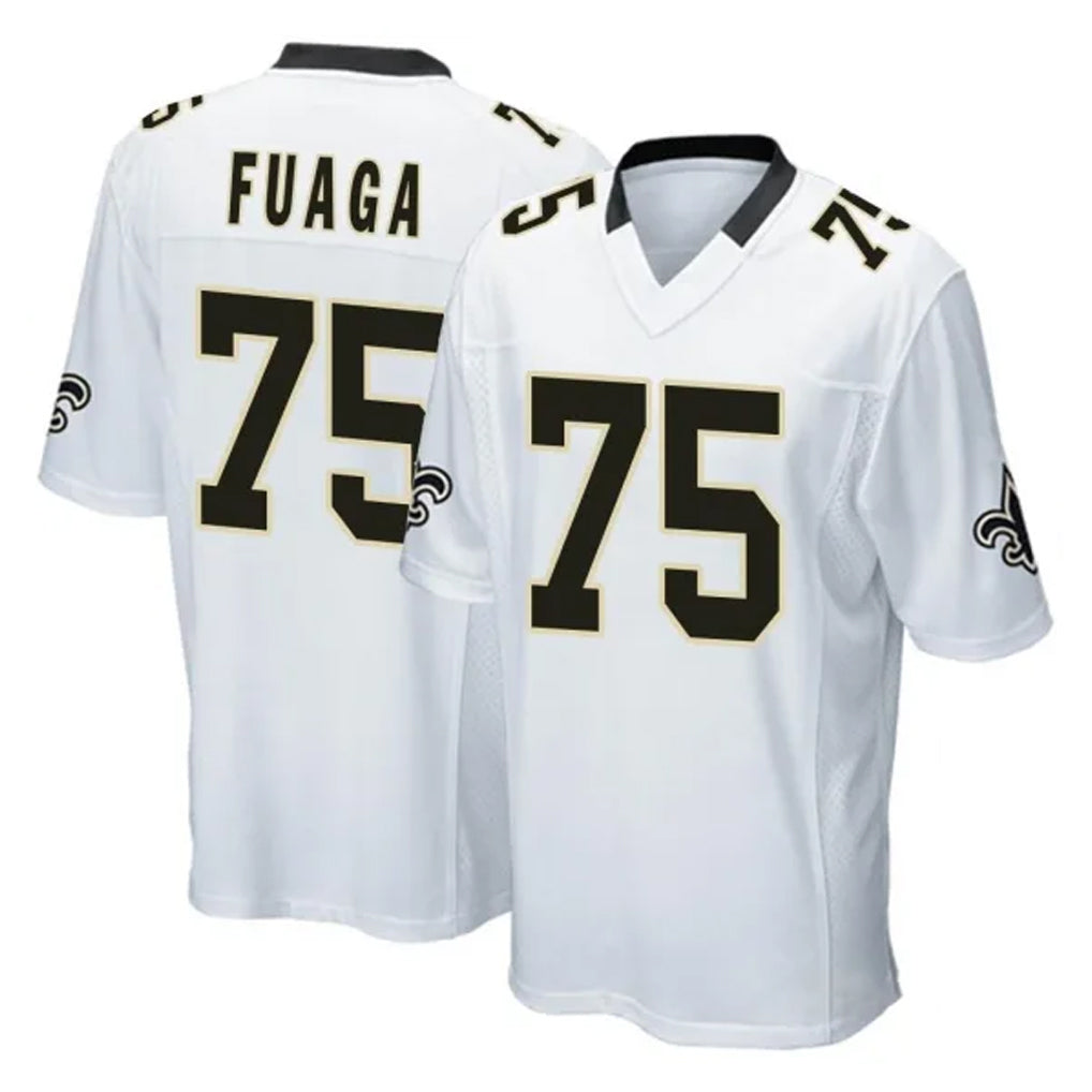 NO.Saints #75 Taliese Fuaga Player White Home Game Edoa Stitched Jerseys