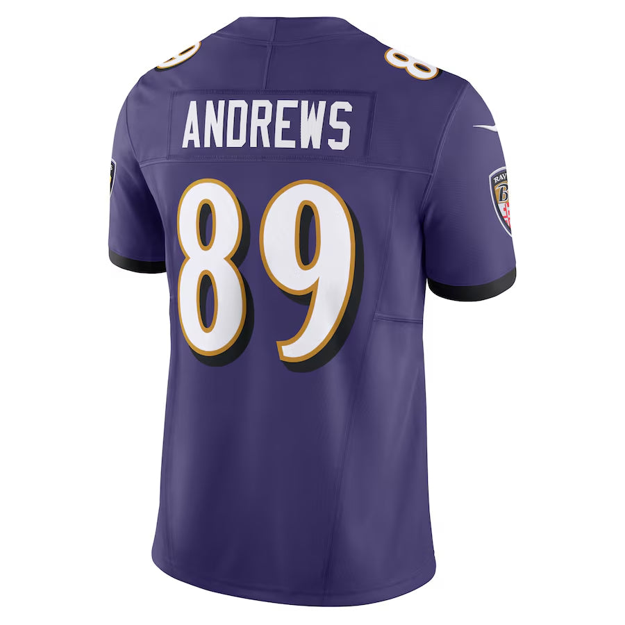 B.Ravens #89 Mark Andrews Player Purple Vapor F.U.S.E. Limited Edoa Stitched Jerseys