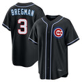 C.Cubs #3 Alex Bregman Player Black Fashion Out Game Edoa Stitched Jerseys