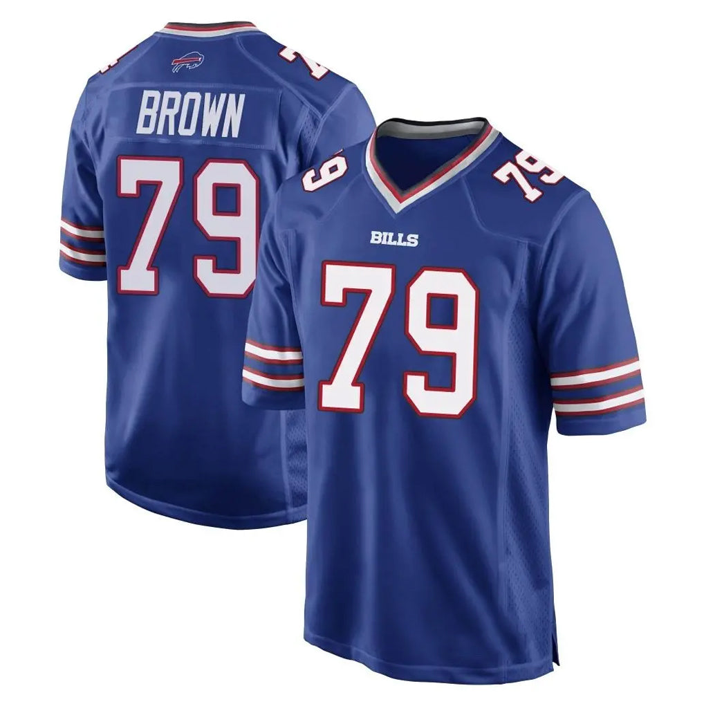 B.Bills #79 Spencer Brown Player Royal Home Game Edoa Stitched Jerseys