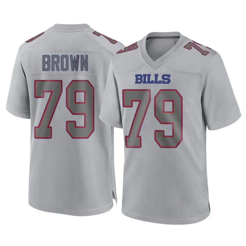 B.Bills #79 Spencer Brown Player Gray Home Game Edoa Stitched Jerseys