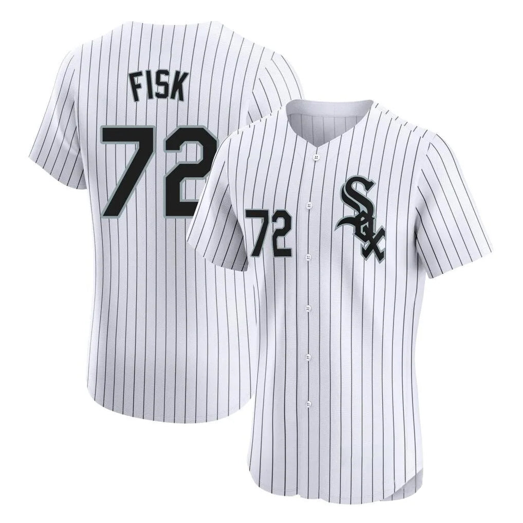 C.White Sox #72 Carlton Fisk Player White Stripe Limited Elite Home Edoa Stitched Jerseys