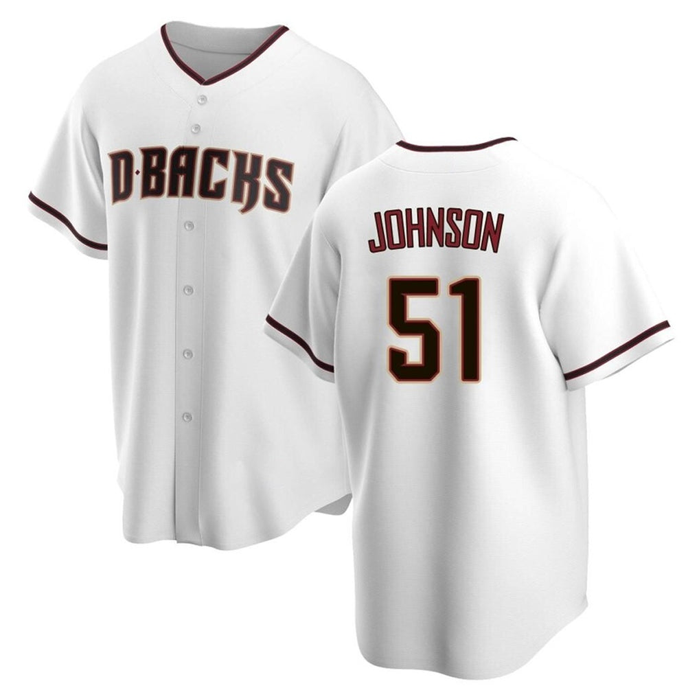 A.Diamondbacks #51 Randy Johnson Player White Home Game Edoa Stitched Jerseys