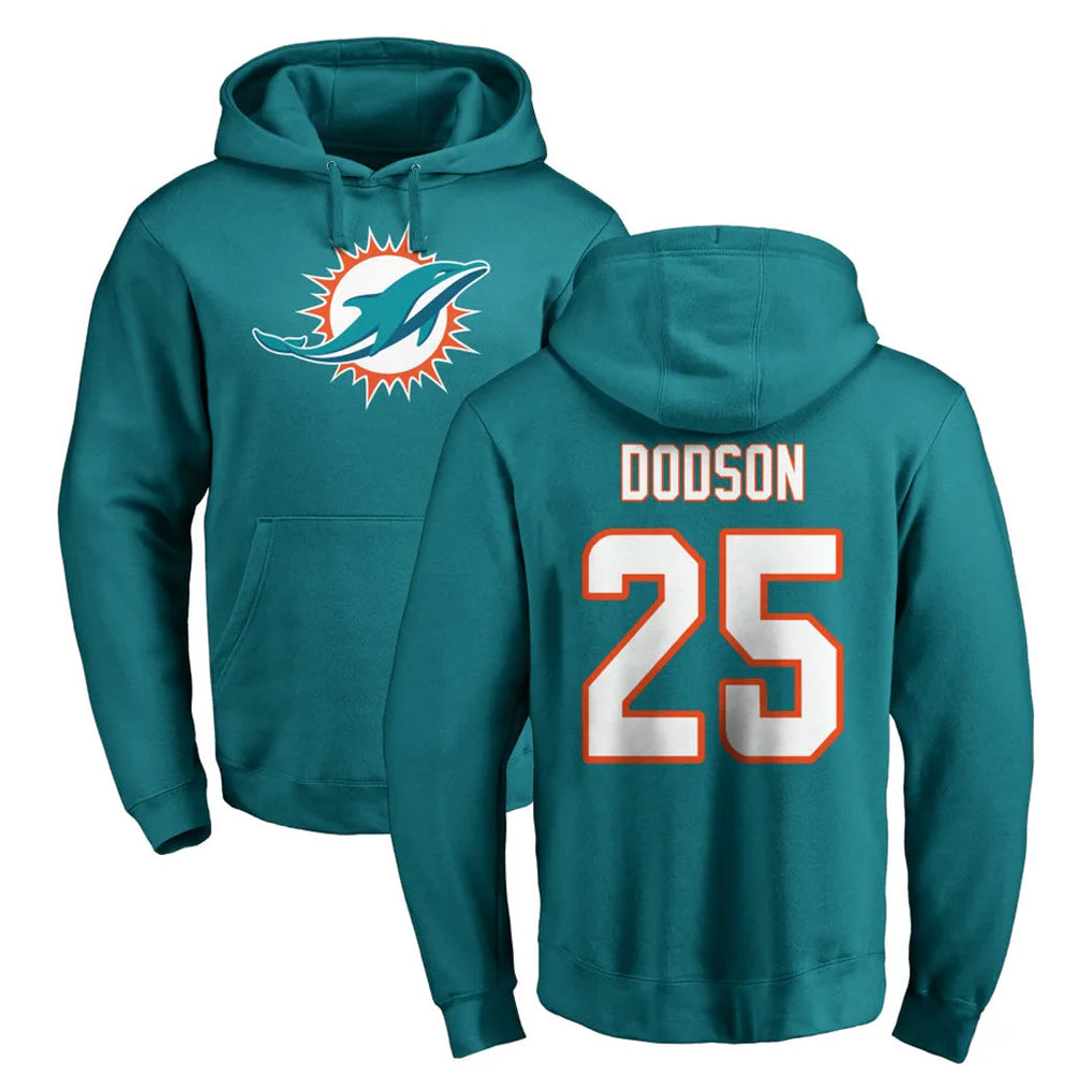 M.Dolphins #25 Tyrel Dodson Player Aqua LOGO Pullover Hoodies Limited Edoa Stitched Jerseys