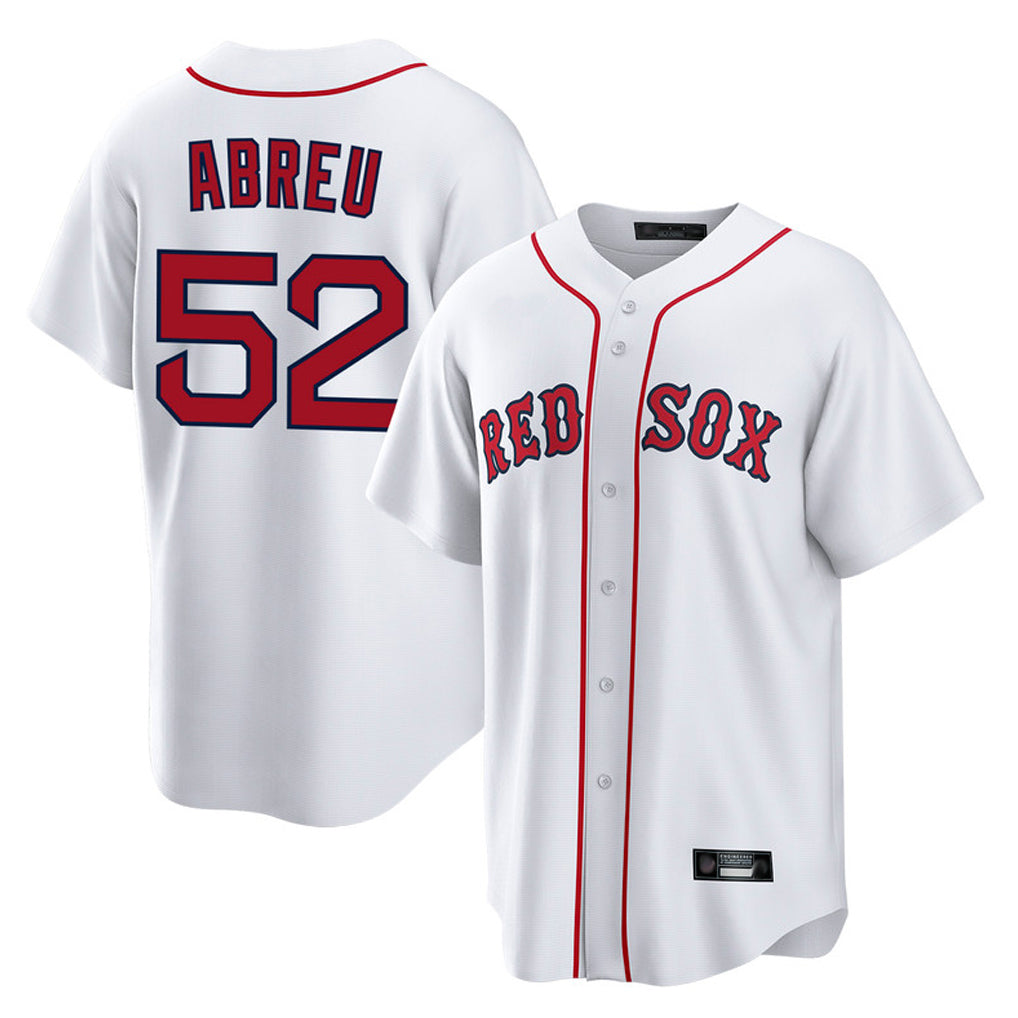 B.Red Sox #52 Wilyer Abreu Player White Home Game Edoa Stitched Jerseys