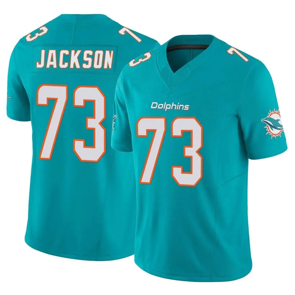 M.Dolphins #73 Austin Jackson Player Aqua Limited Vapor F.U.S.E. Home Game Edoa Stitched Jerseys