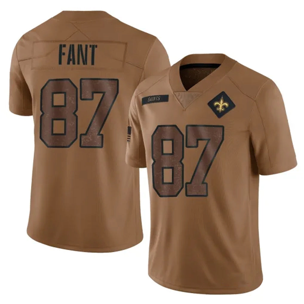 NO.Saints #87 Noah Fant Player Brown Salute To Service Limited Edoa Stitched Jerseys