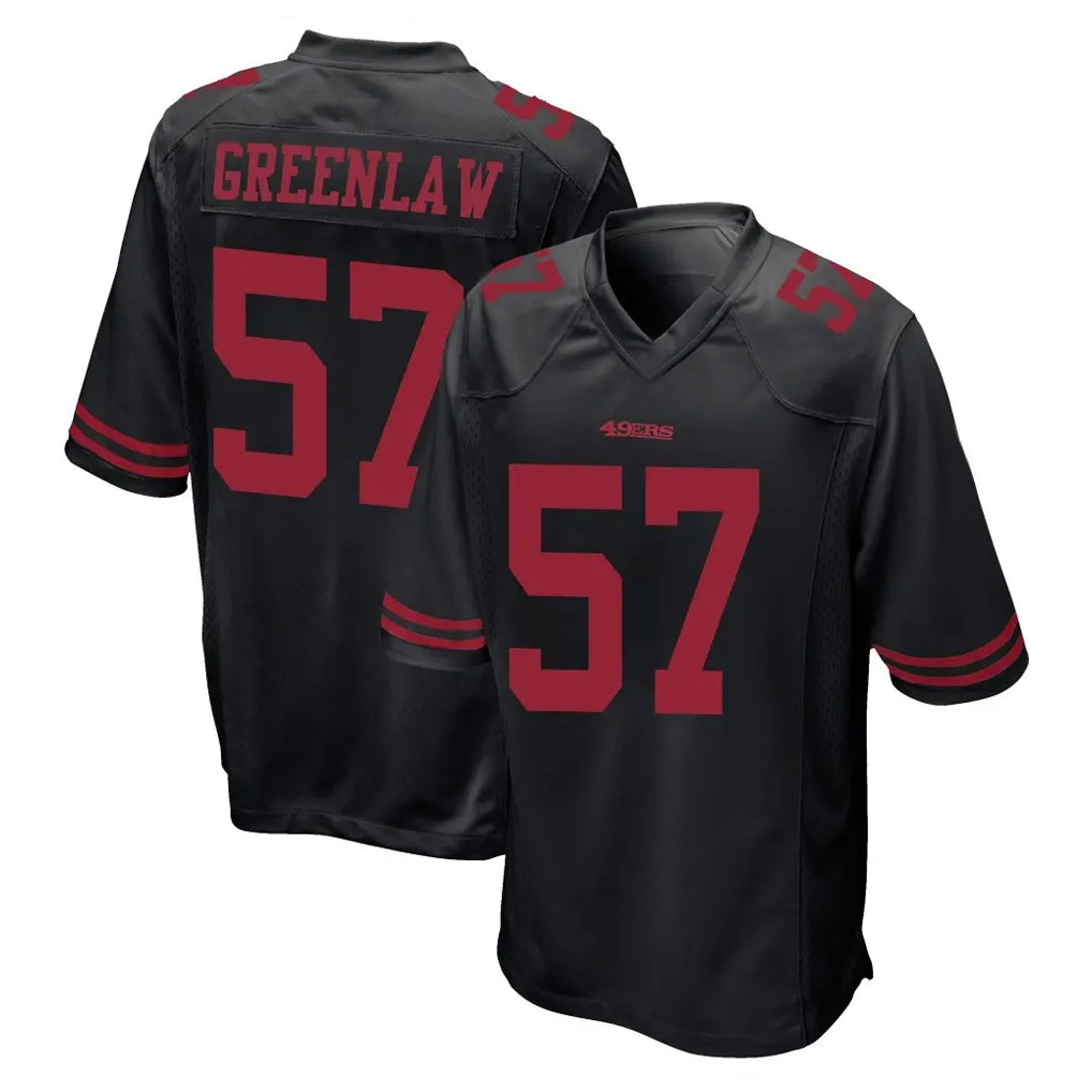 SF.49ers #57 Dre Greenlaw Player Black Alternate Home Game Edoa Stitched Jerseys