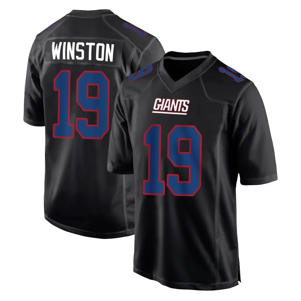 NY.Giants #19 Jameis Winston Player Carbon Fashion Limited Home Game Edoa Stitched Jerseys