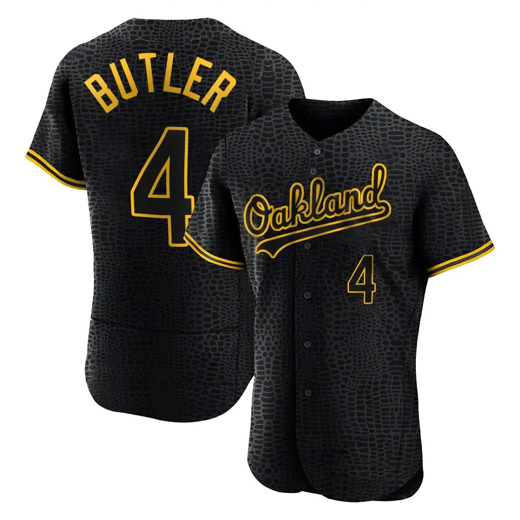 Athletics #4 Lawrence Butler Player Black Snake Skin City Limited Elite Home Game Edoa Stitched Jerseys