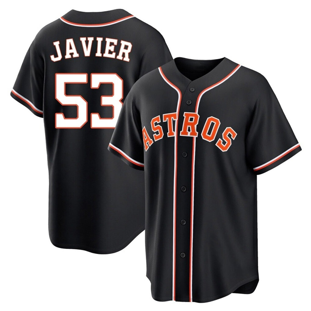 H.Astros #53 Cristian Javier Player Black Fashion Out Home Game Edoa Stitched Jerseys