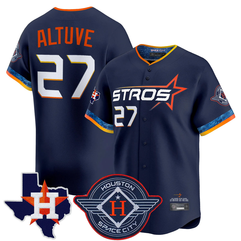 H.Astros #27 Jose Altuve Player Navy City Connect Texas Patch Vapor Premier Limited Home Edoa Stitched Jerseys