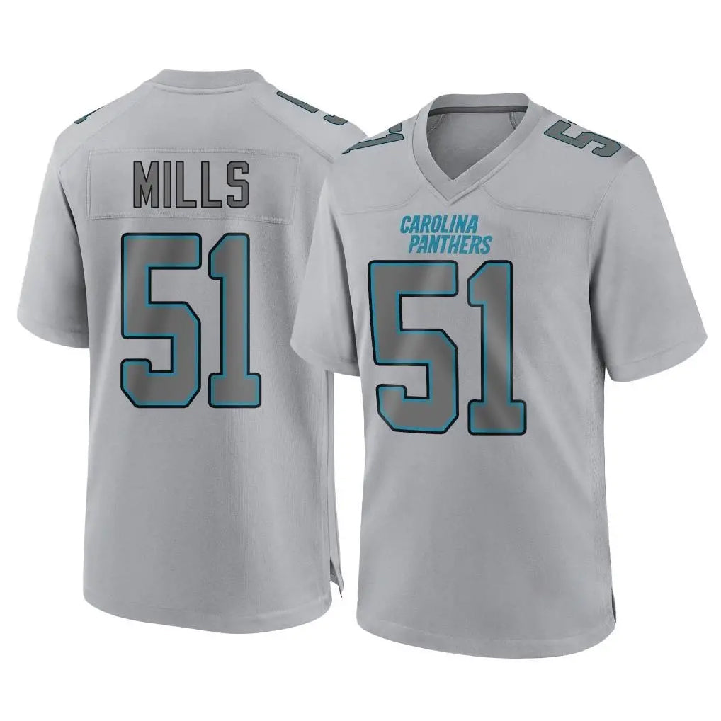 C.Panthers #51 Sam Mills Player Gray Atmosphere Fashion Game Edoa Stitched Jerseys