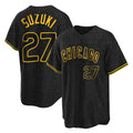 C.Cubs #27 Seiya Suzuki Player Black Snake Skin City Game Edoa Stitched Jerseys