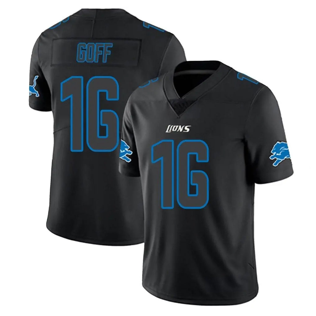 D.Lions #16 Jared Goff Player Black Impact Limited Home Game Edoa Stitched Jerseys