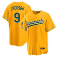 Athletics #9 Reggie Jackson Player Gold Home Game Edoa Stitched Jerseys