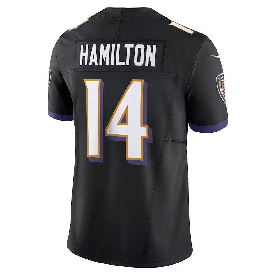 B.Ravens #14 Kyle Hamilton Player Black Vapor F.U.S.E. Limited Game Edoa Stitched Jerseys