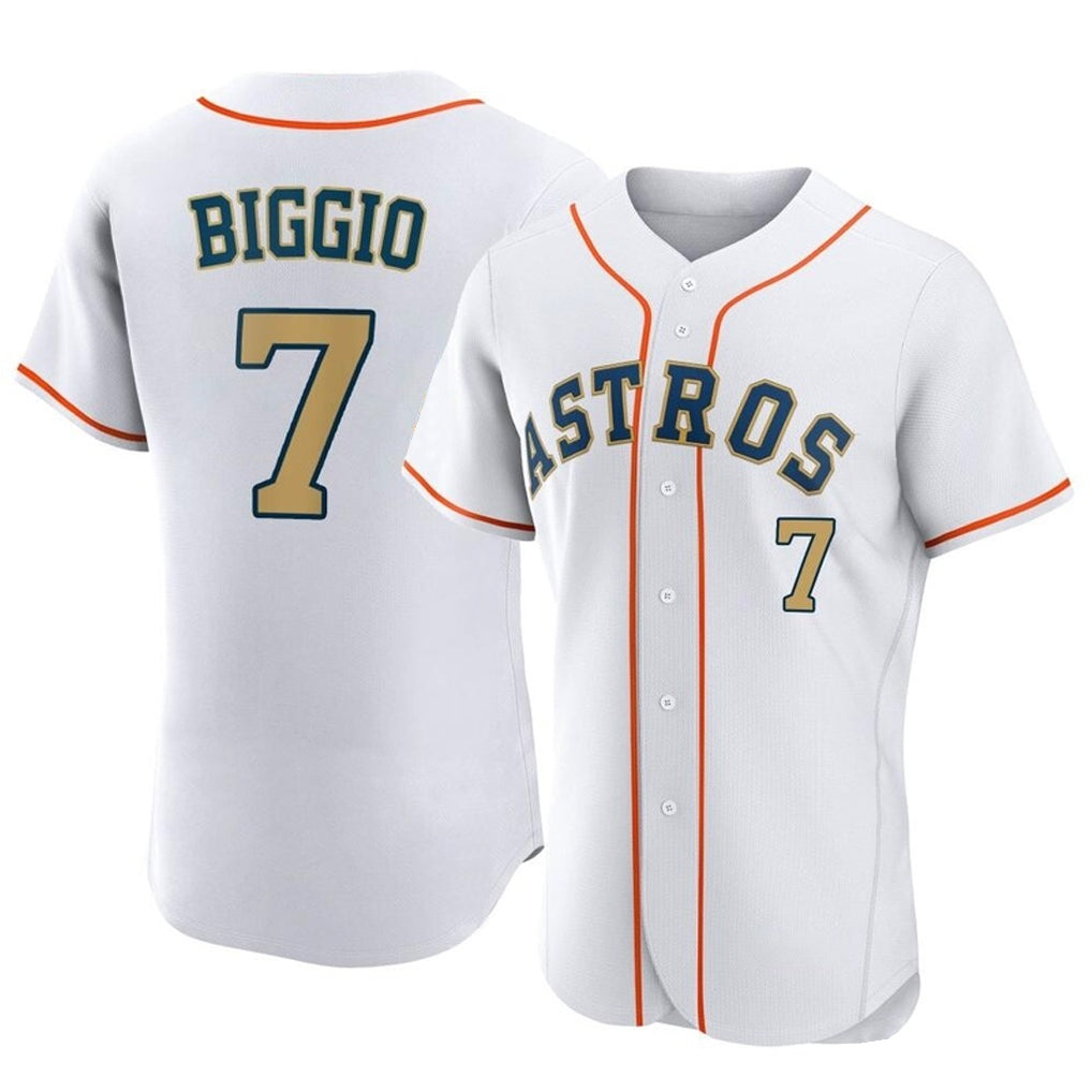 H.Astros #7 Craig Biggio Player Gold Collection Limited Elite Home Edoa Stitched Jerseys