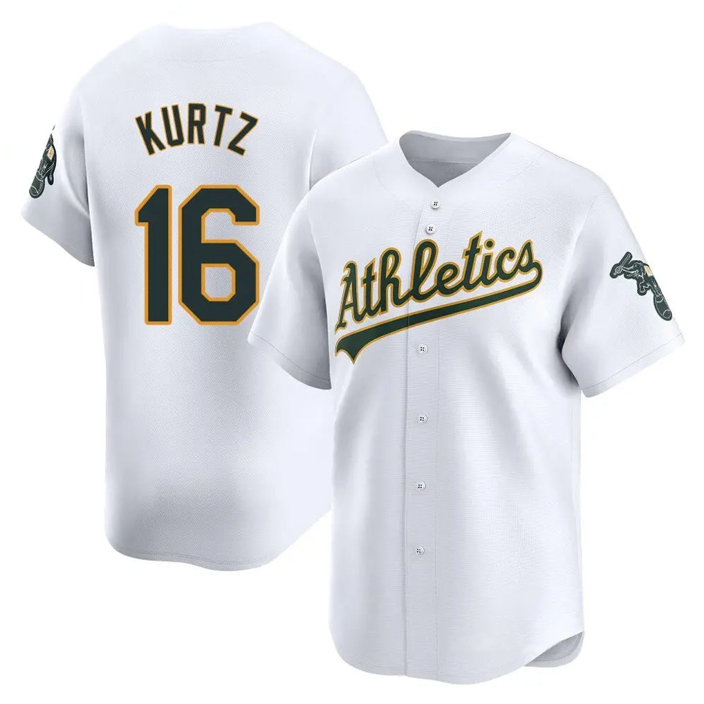 Athletics #16 Nick Kurtz Player White Limited Home Game Edoa Stitched Jerseys