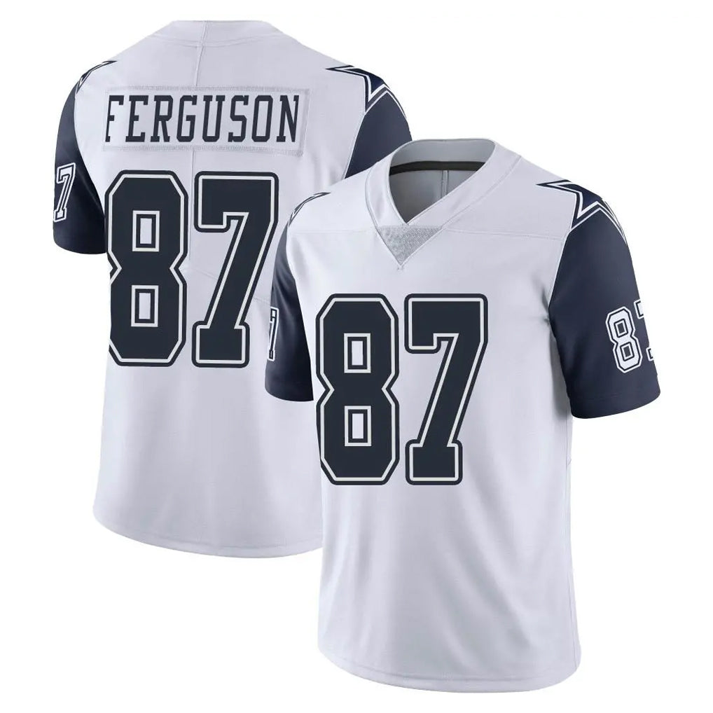 D.Cowboys #87 Jake Ferguson Player White-Navy Limited Color Rush Vapor Untouchable Home Game Edoa Stitched Jerseys