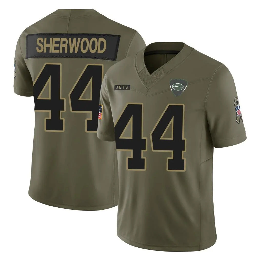 NY.Jets #44 Jamien Sherwood Player Olive 2025 Salute To Service Limited Edoa Stitched Jerseys