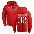 NE.Patriots #32 TreVeyon Henderson Player Red LOGO Pullover Hoodies Home Game Edoa Stitched Jerseys