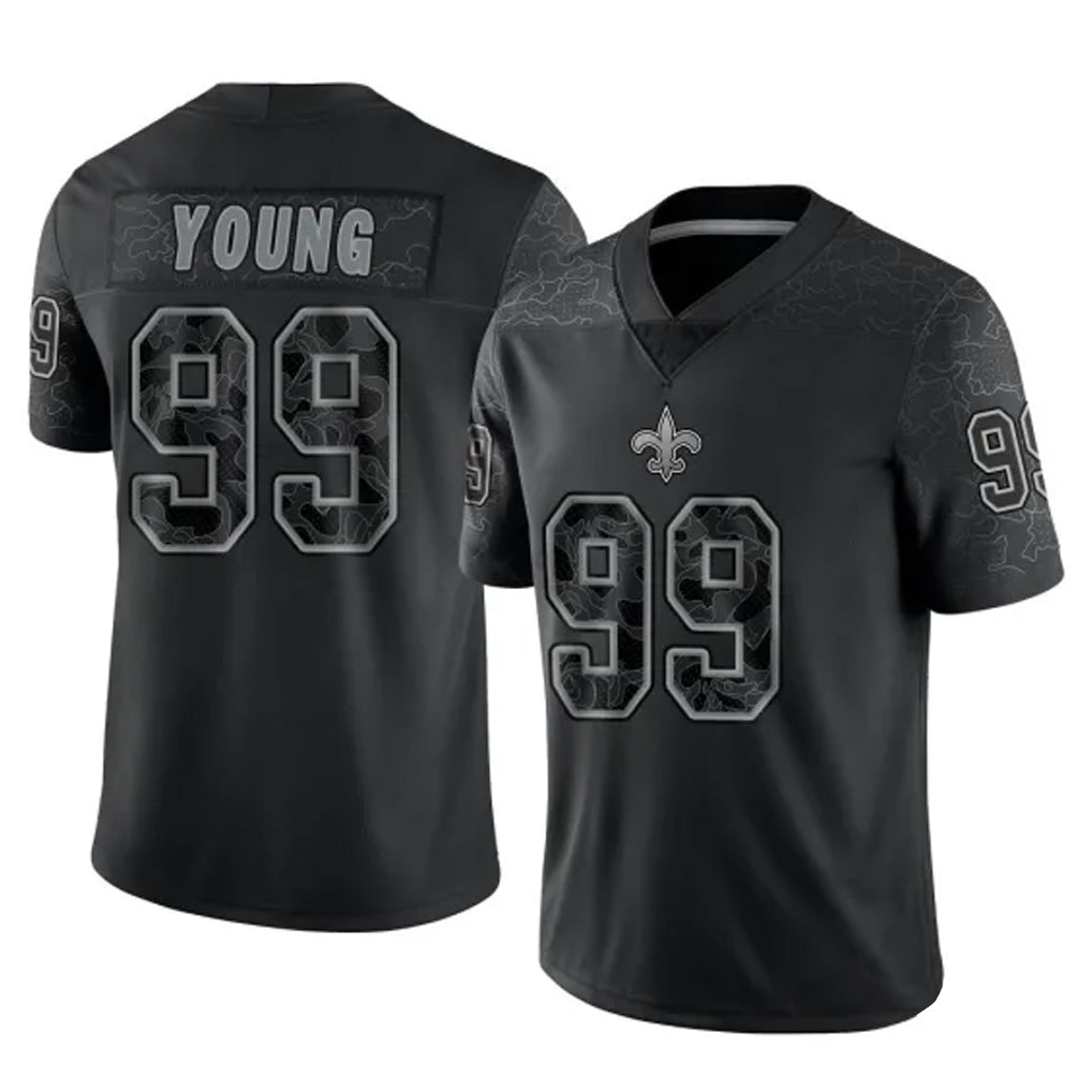 NO.Saints #99 Chase Young Player Black Limited Reflective Home Game Edoa Stitched Jerseys