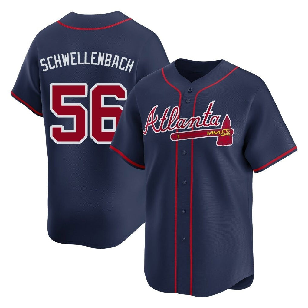 A.Braves #56 Spencer Schwellenbach Player Navy Limited Home Game Edoa Stitched Jerseys