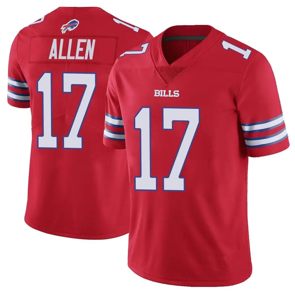 B.Bills #17 Josh Allen Player Red Vapor Untouchable Limited Home Game Edoa Stitched Jerseys