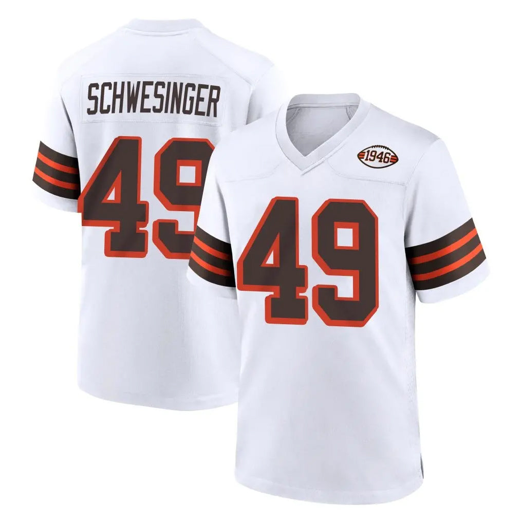 C.Browns #49 Carson Schwesinger Player White Alternate Home Game Edoa Stitched Jerseys