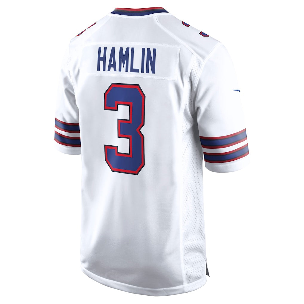 B.Bills #3 Damar Hamlin Player White Home Game Edoa Stitched Jerseys