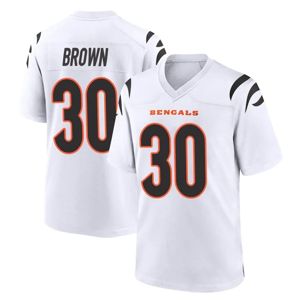 C.Bengals #30 Chase Brown Player White Home Game Edoa Stitched Jerseys