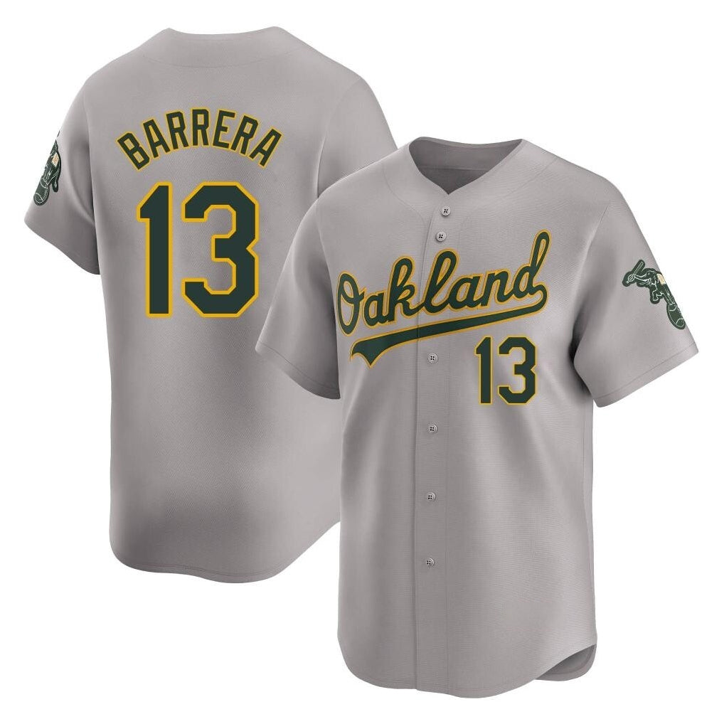 Athletics #13 Luis Barrera Player Gray Road Limited Home Game Edoa Stitched Jerseys