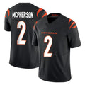 C.Bengals #2 Evan McPherson Player Black Vapor F.U.S.E. Limited Home Game Edoa Stitched Jerseys