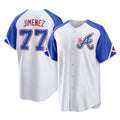 A.Braves #77 Joe Jimenez Player White City Connect Home Game Edoa Stitched Jerseys