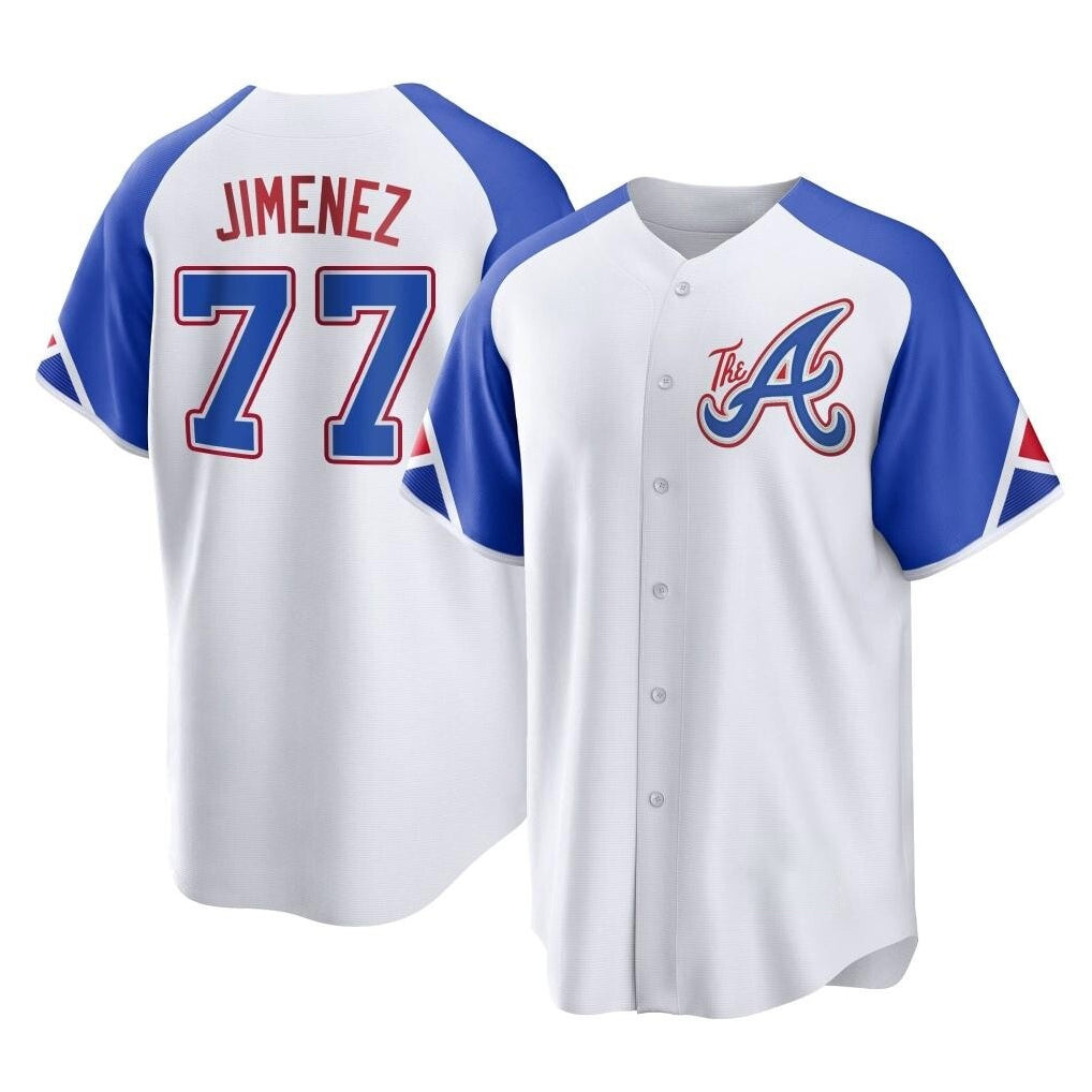 A.Braves #77 Joe Jimenez Player White City Connect Home Game Edoa Stitched Jerseys