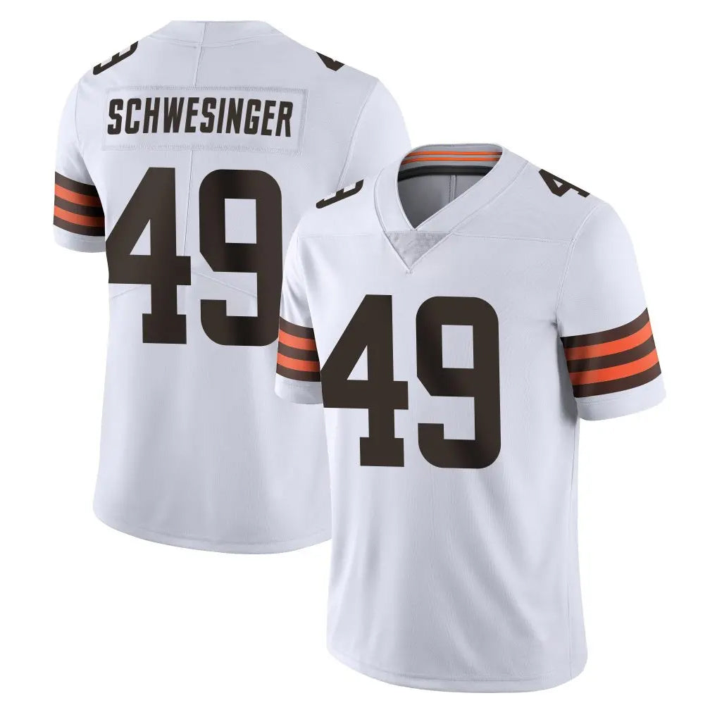 C.Browns #49 Carson Schwesinger Player White Vapor Untouchable Limited Home Game Edoa Stitched Jerseys