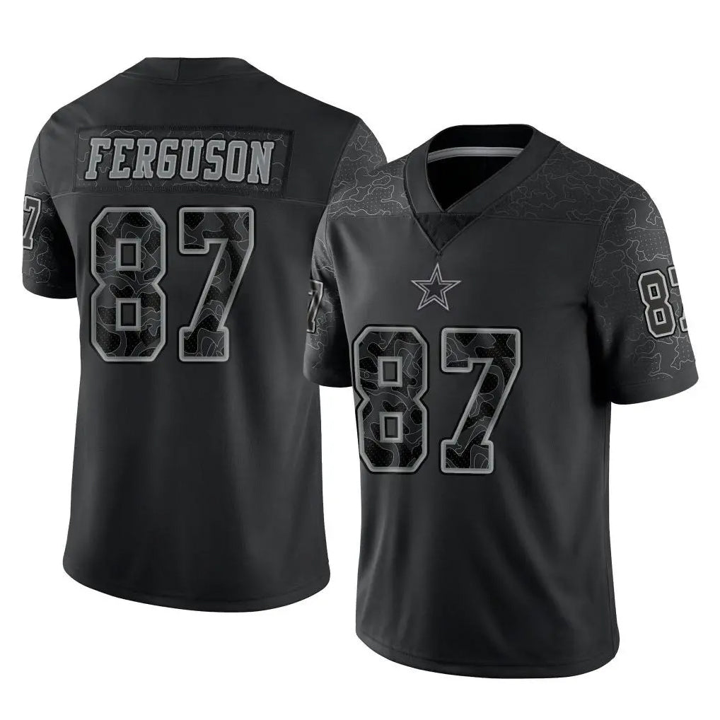 D.Cowboys #87 Jake Ferguson Player Black Limited Reflective Home Game Edoa Stitched Jerseys