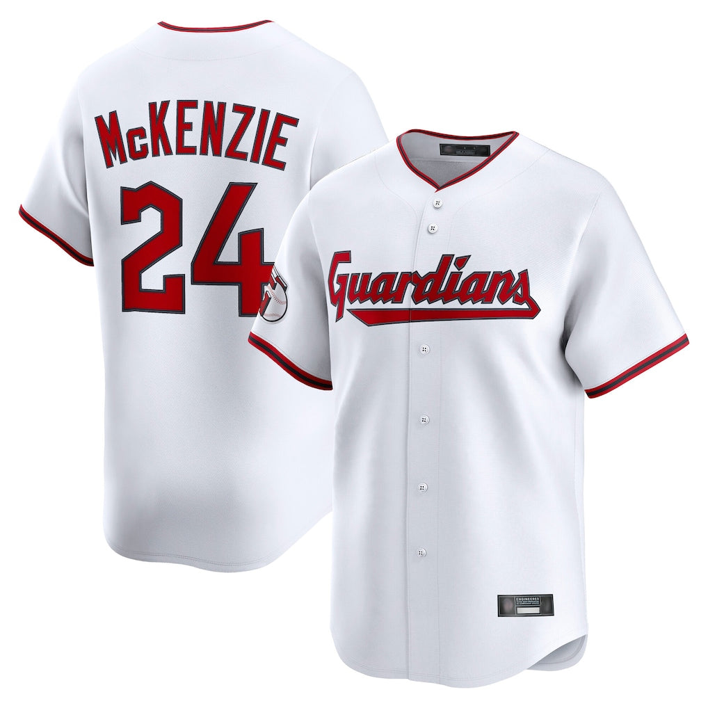 C.Guardians #24 Triston McKenzie Player White Limited Home Game Edoa Stitched Jerseys