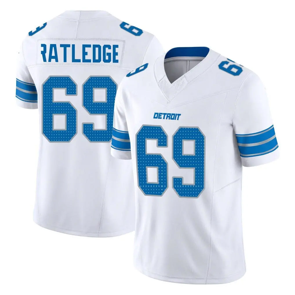 D.Lions #69 Tate Ratledge Player White Limited Vapor F.U.S.E. Alternate Home Game Edoa Stitched Jerseys