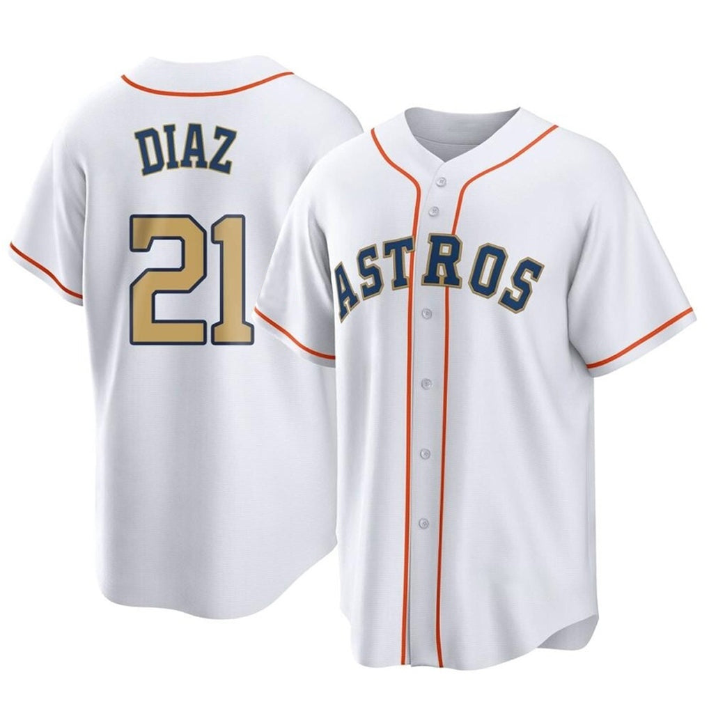 H.Astros #21 Yainer Diaz Player Gold Collection Game Home Edoa Stitched Jerseys