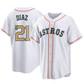 H.Astros #21 Yainer Diaz Player Gold Collection Game Home Edoa Stitched Jerseys