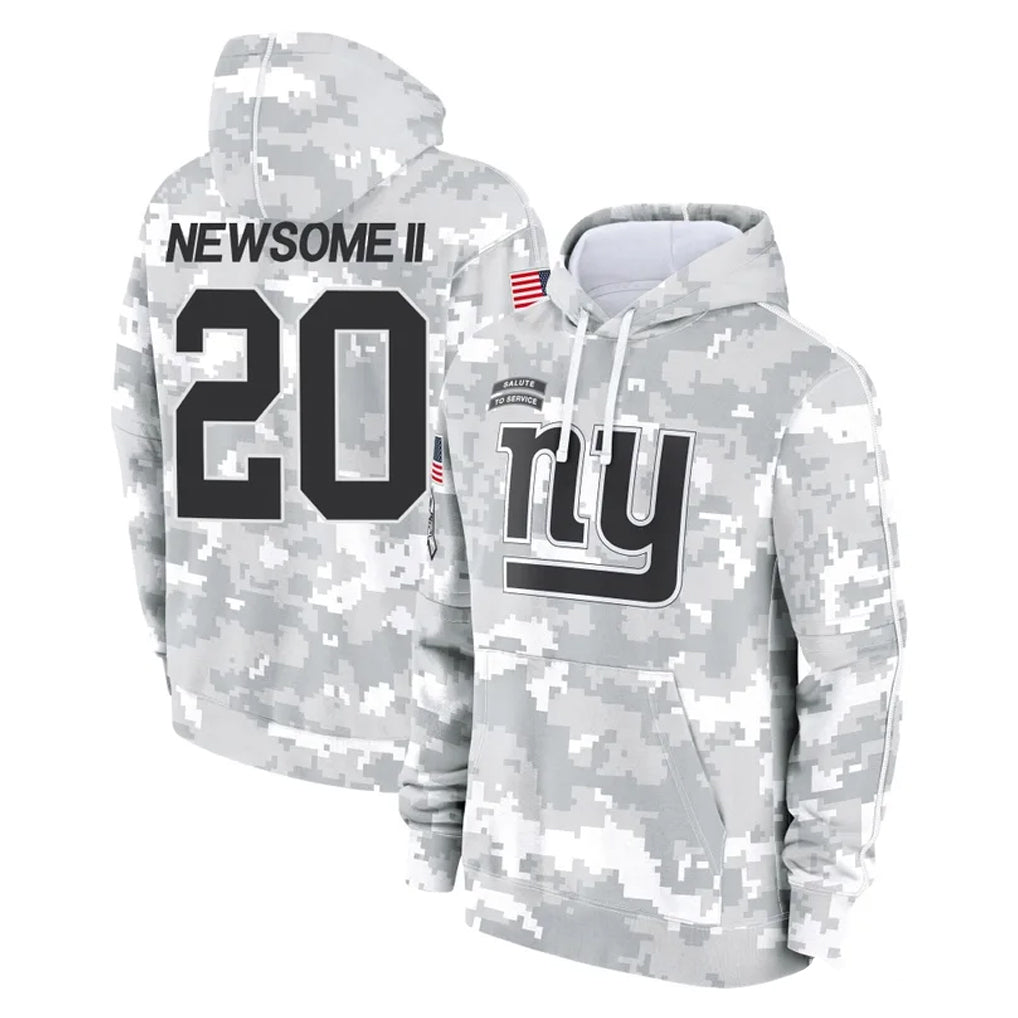 NY.Giants #20 Greg Newsome II Player Arctic Camo Salute to Service Pullover Hoodies Limited Game Edoa Stitched Jerseys