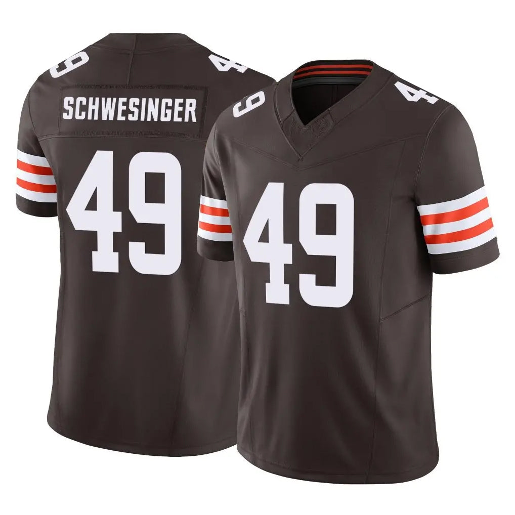 C.Browns #49 Carson Schwesinger Player Brown Vapor F.U.S.E. Limited Home Game Edoa Stitched Jerseys